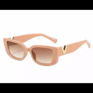 V Logo Nude Sunglasses Luxury Designer